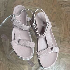 J/SLIDES Blush Pink Leather Strap Sandals